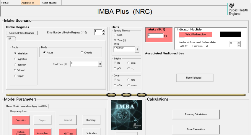 IMBA main screen and user interface